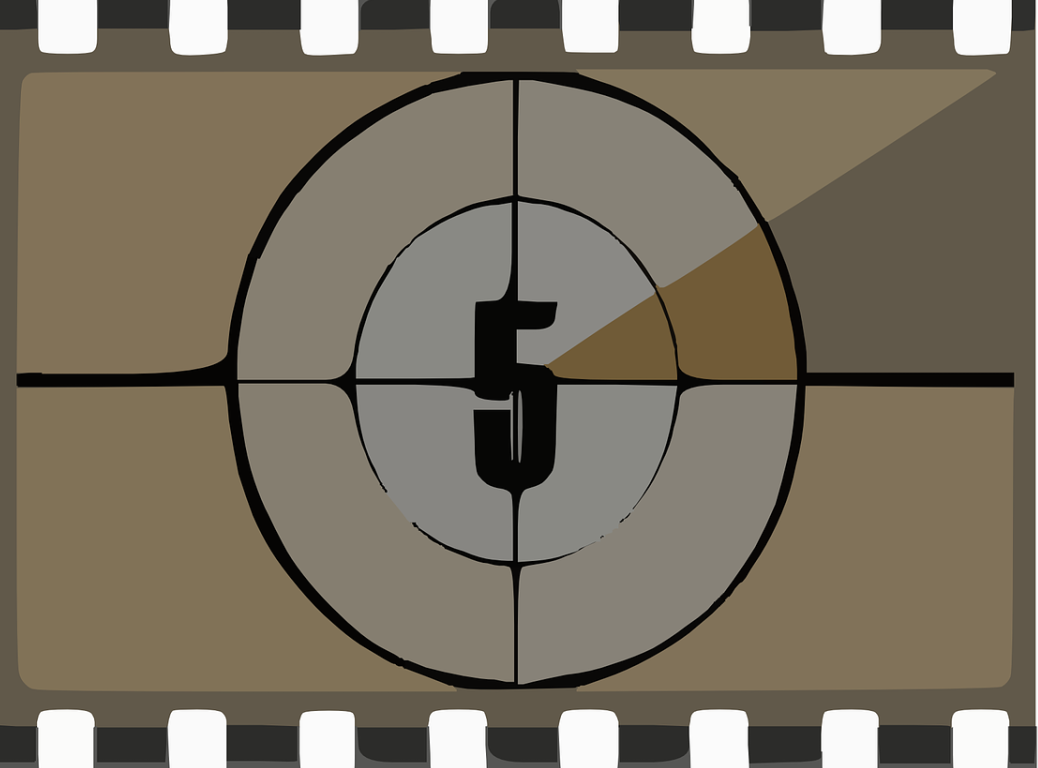 Movie strip countdown graphic with the number 5.
