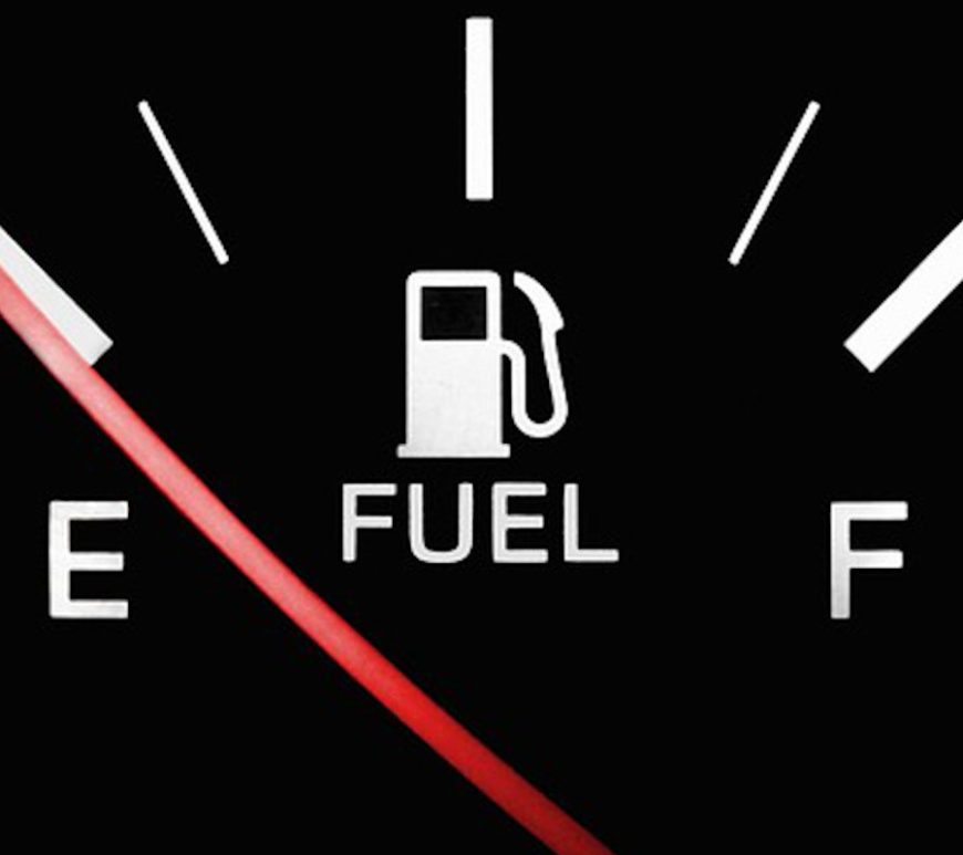 Fuel gauge on empty.