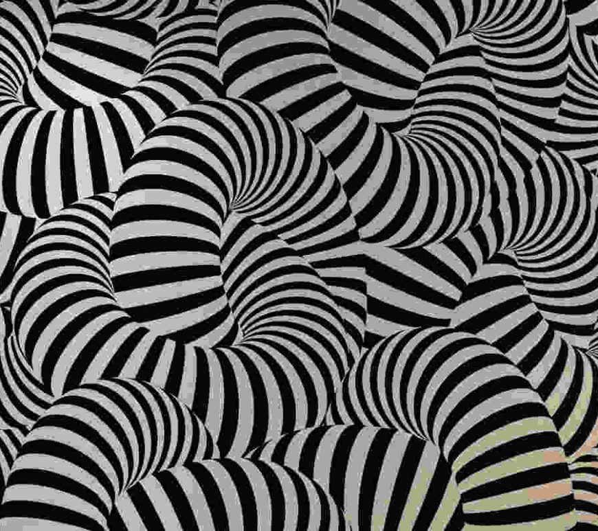 Black and white striped curves creating an optical illusion.